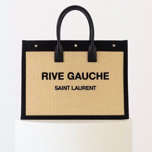 RARE Saint Laurent Tote Bag Rive Gauche   embroidered raffia